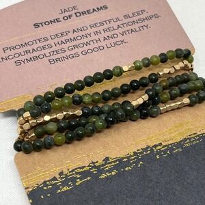 Scout Curated Wears Jade Stone of Dreams Wrap Bracelet Necklace Gold Green NEW